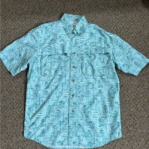 L.L. Bean Blue Casual Button Down Shirt Lightweight